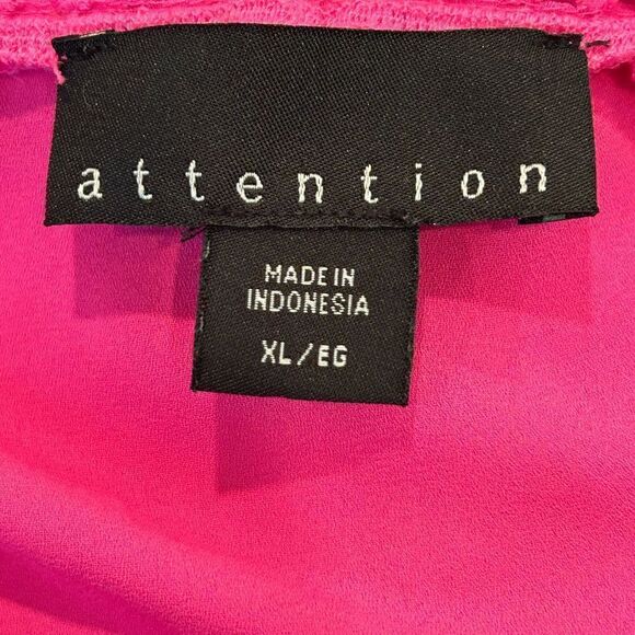 Attention Blouse Women's XL Solid Pink Dot Embroidered Trim Cap Sleeve V Neck - Picture 5 of 7